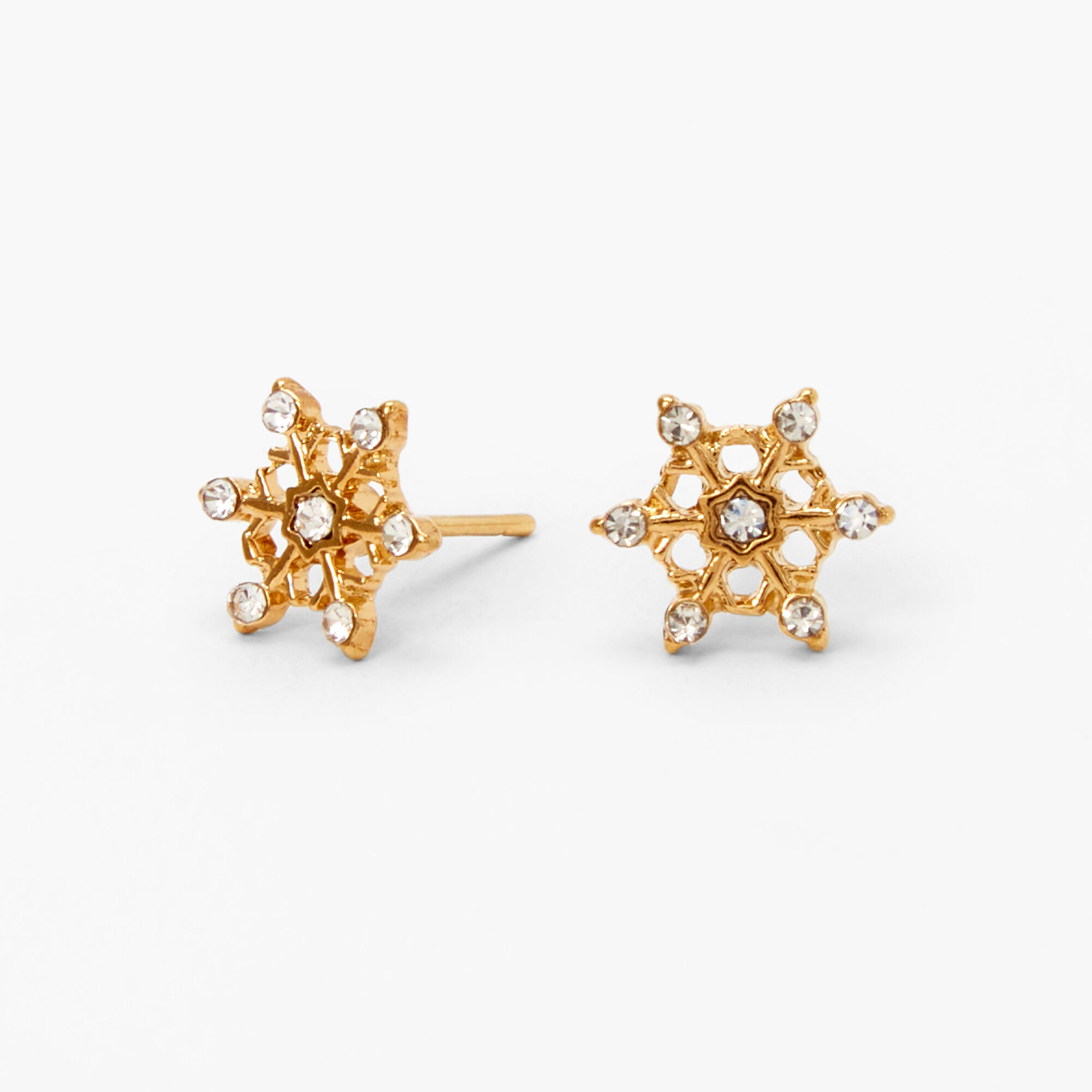 18kt Gold Plated Crystal Snowflake Stud Earrings