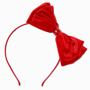 Red Velvet Sequin Bow Headband,