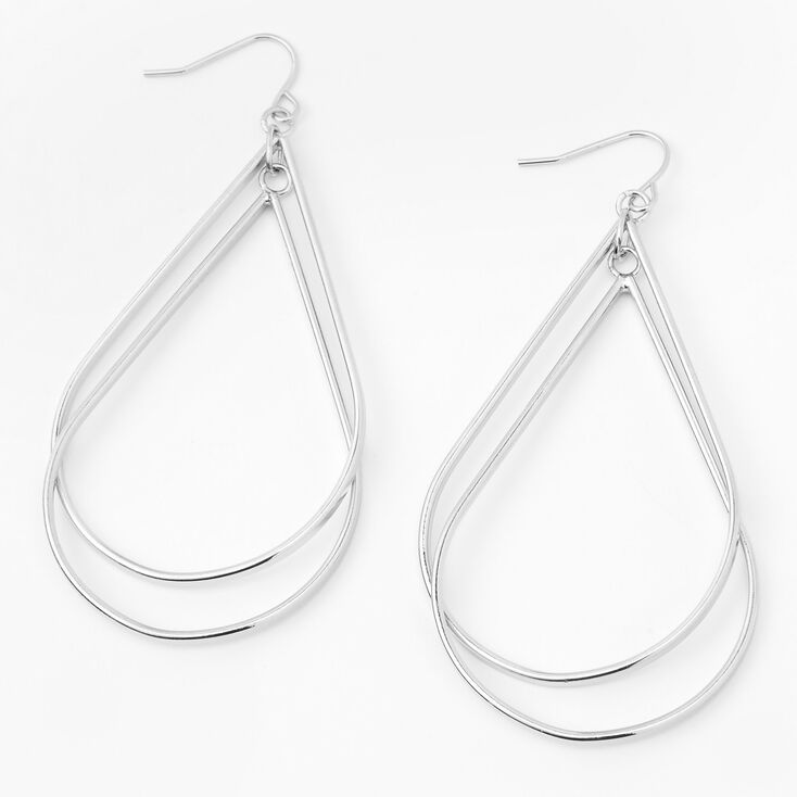 Claire's Pendantes en double goutte 6,5 cm couleur argentée