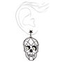 Faux Gemstone Black Skull Drop Earrings,