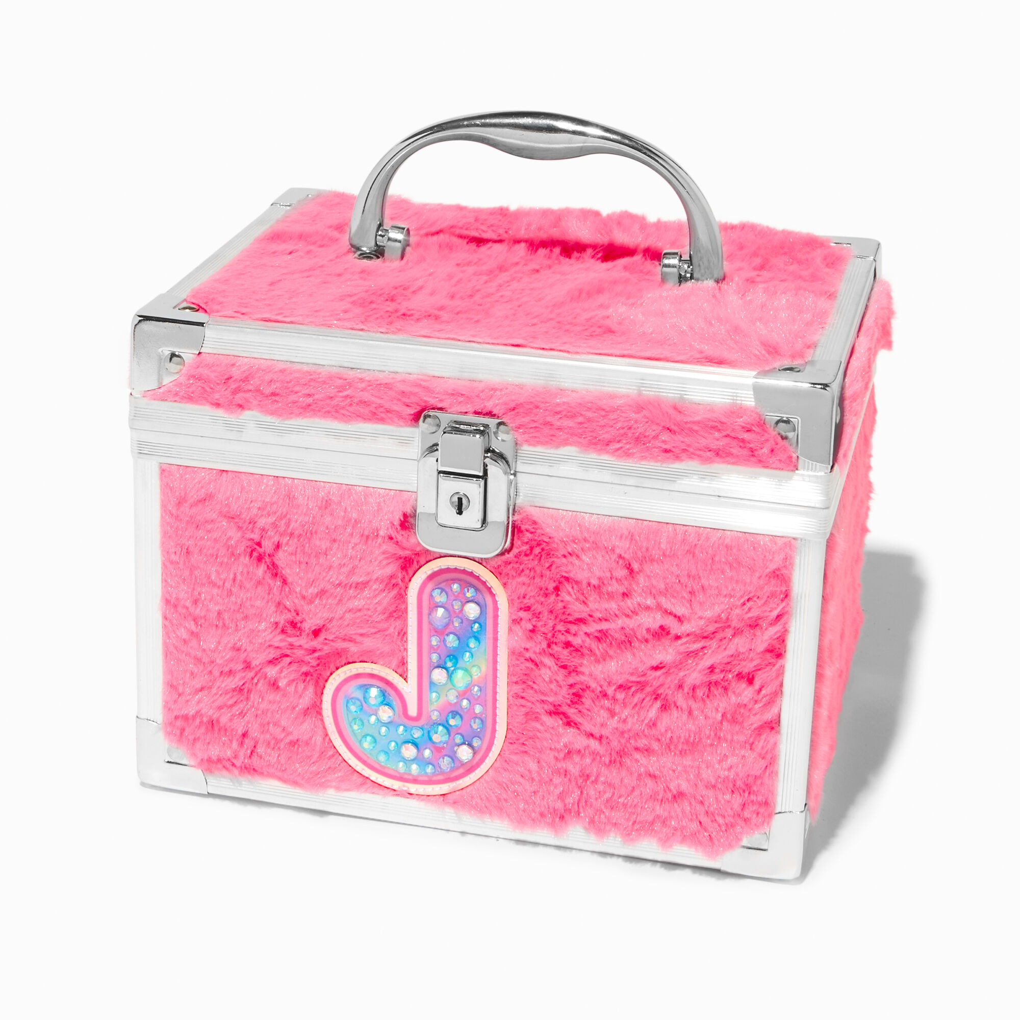 Bejeweled Initial Fuzzy Lock Box - J,