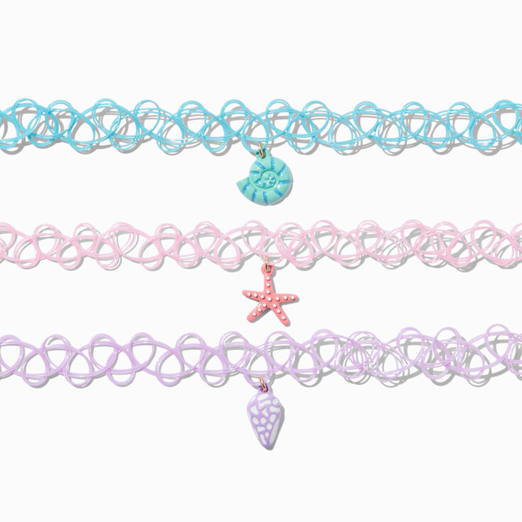 Claire&#39;s Club Pastel Beach Tattoo Choker Necklaces - 3 Pack,