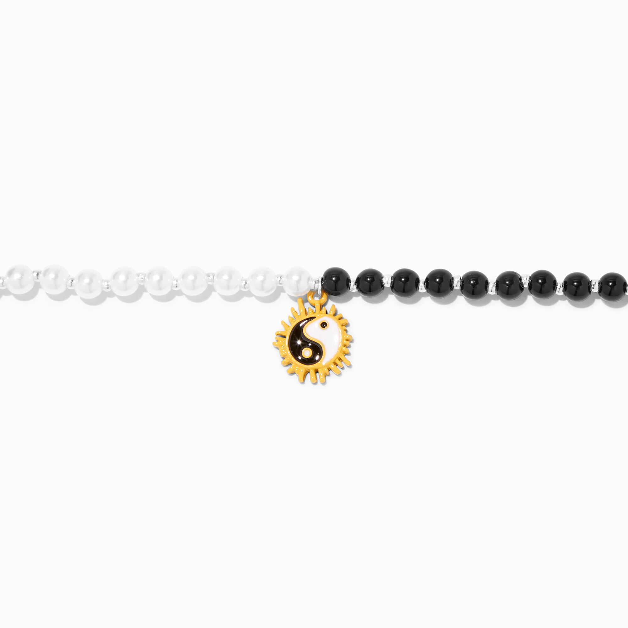 View Claires Sunburst Yin Yang Beaded Choker Necklace Black information