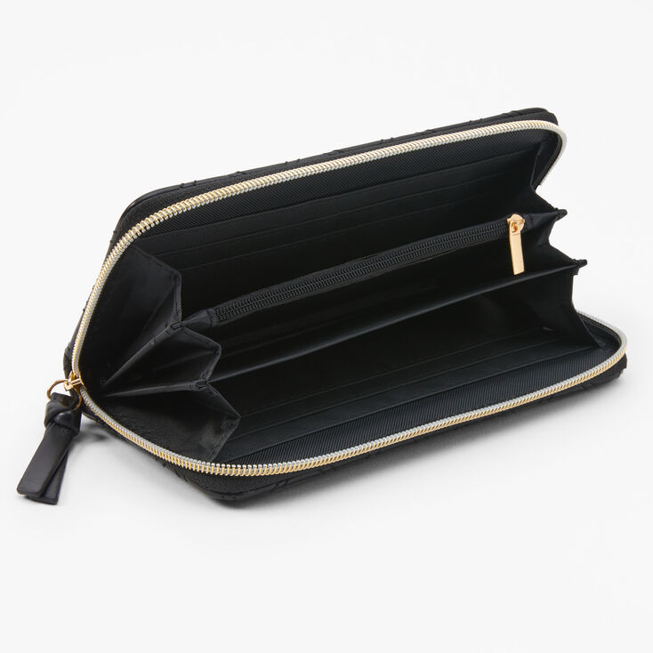 Initial Pearl Wristlet - Black, A,