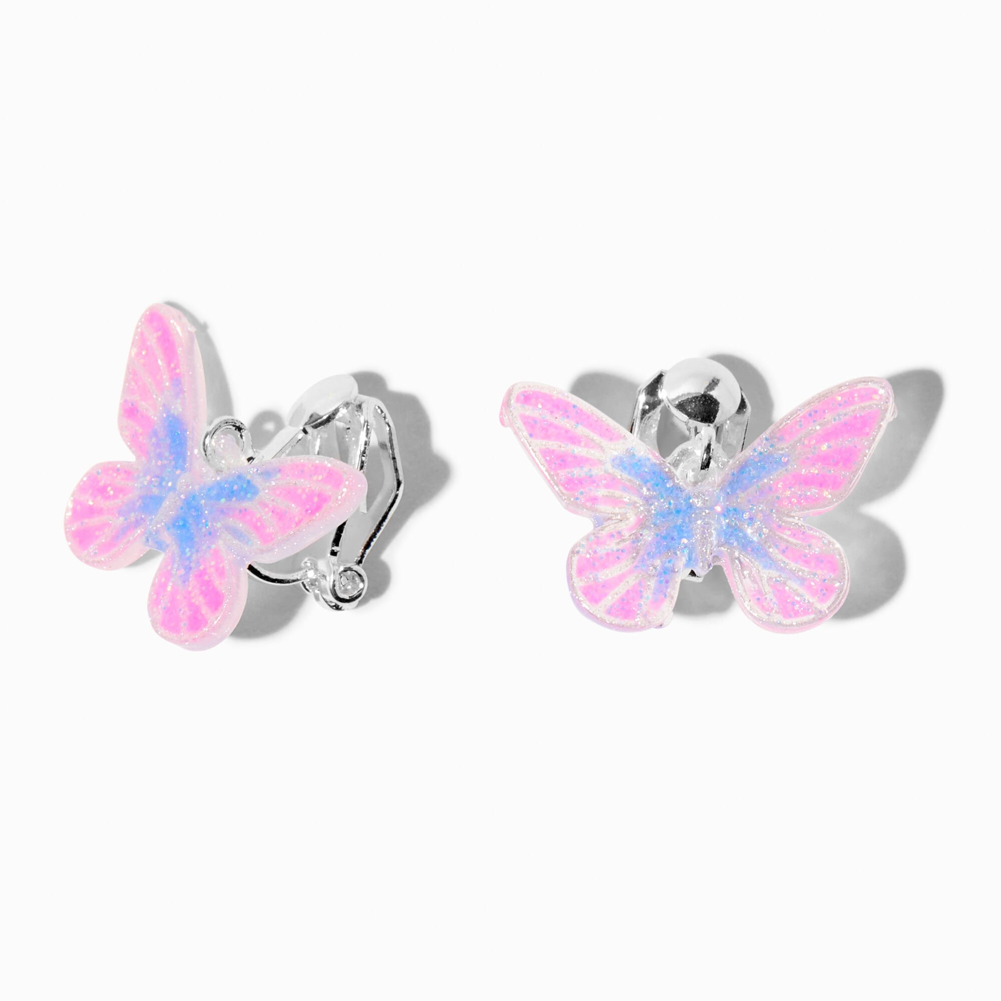 View Claires Purple Butterfly 05 ClipOn Drop Earrings Pink information