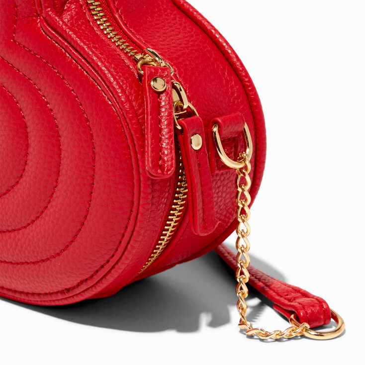 Claire's Quilted Heart Crossbody Bag | Red