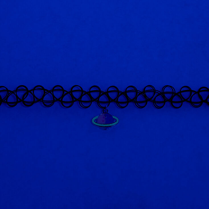 Black Glow in the Dark Planet Tattoo Choker Necklace,