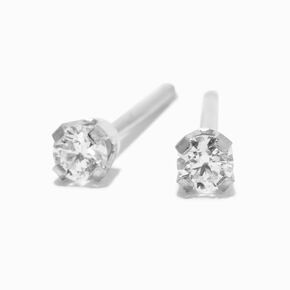 14kt White Gold 0.01 ct tw Laboratory Grown Diamond Long Post Studs Ear Piercing Kit with Ear Care Solution,