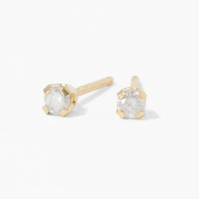 Kit de piercing d&#39;oreilles avec clous d&rsquo;oreilles en diamant transparent or jaune 9 carats avec lotion de soin,