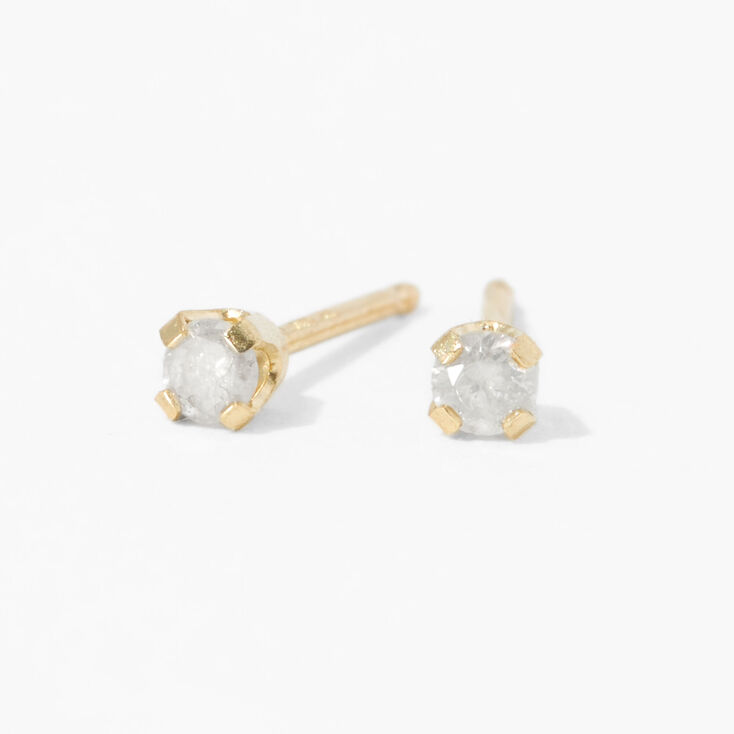 Kit de piercing d&#39;oreilles avec clous d&rsquo;oreilles en diamant transparent or jaune 9 carats avec lotion de soin,