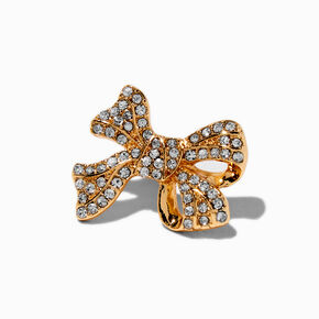Gold-tone Crystal Pav&eacute; Bow Ear Cuff,