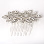 Silver-tone Rhinestone Halo Leaf Hair Comb,