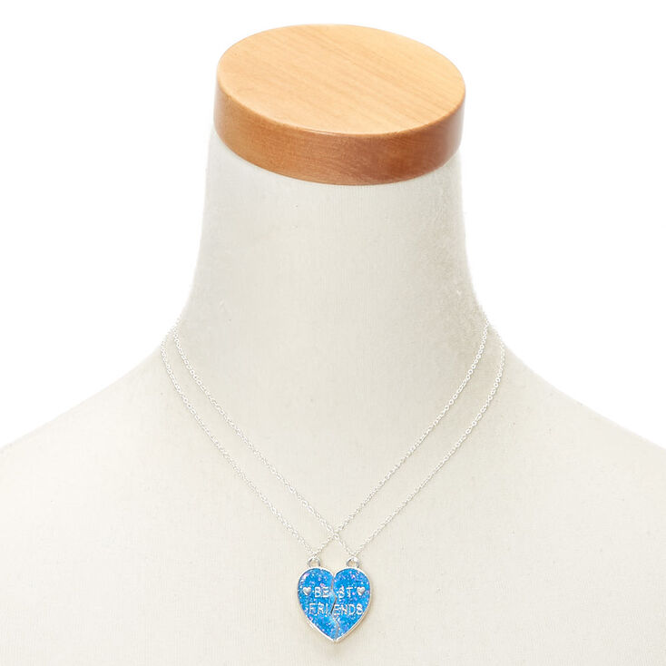 Best Friends Glow In The Dark Heart Pendant Necklaces - Blue, 2 Pack,