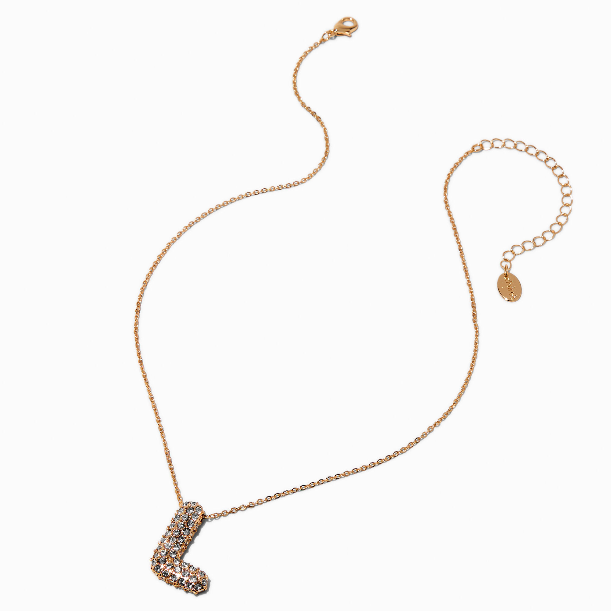 Gold-tone Pavé Bubble Initial Pendant Necklace - L,