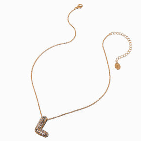 Gold-tone Pav&eacute; Bubble Initial Pendant Necklace - L,