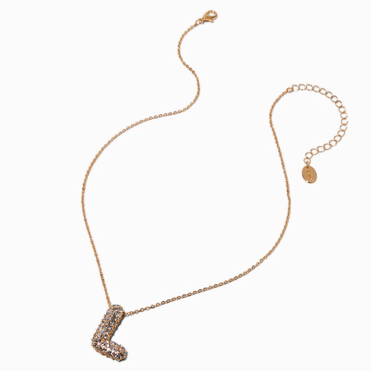 Gold-tone Pav&eacute; Bubble Initial Pendant Necklace - L,