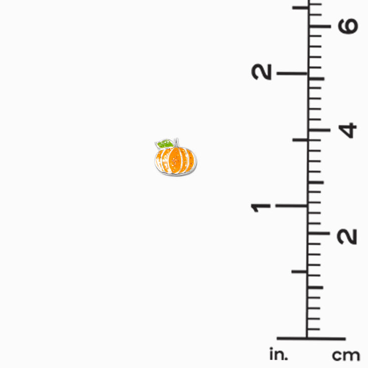Sterling Silver Glitter Pumpkin Stud Earrings,