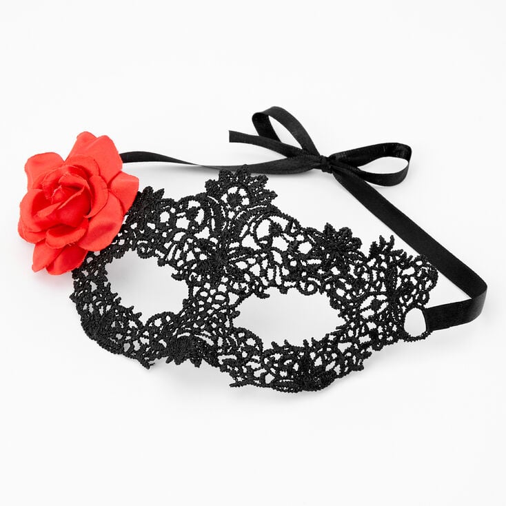 Day Of The Dead Lace Mask - Black,