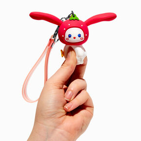 Strawberry Bunny Ears Wristlet Keychain,