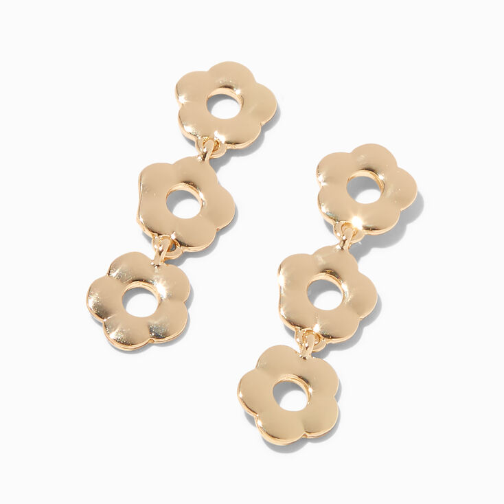 Gold 1.5&quot; Daisy Cutout Drop Earrings,