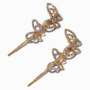 Gold-tone Crystal Butterfly Hair Pins - 2 Pack,