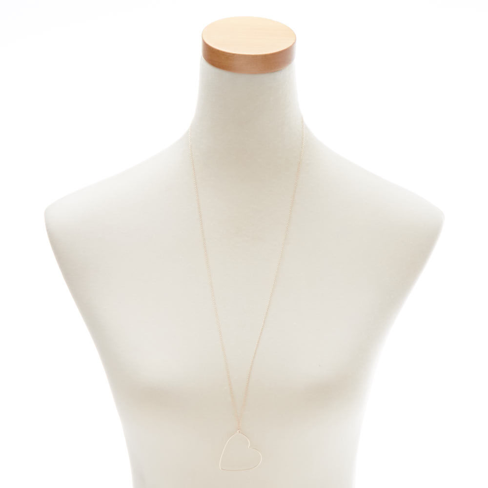 Sautoir avec pendentif cœur couleur doré rose,