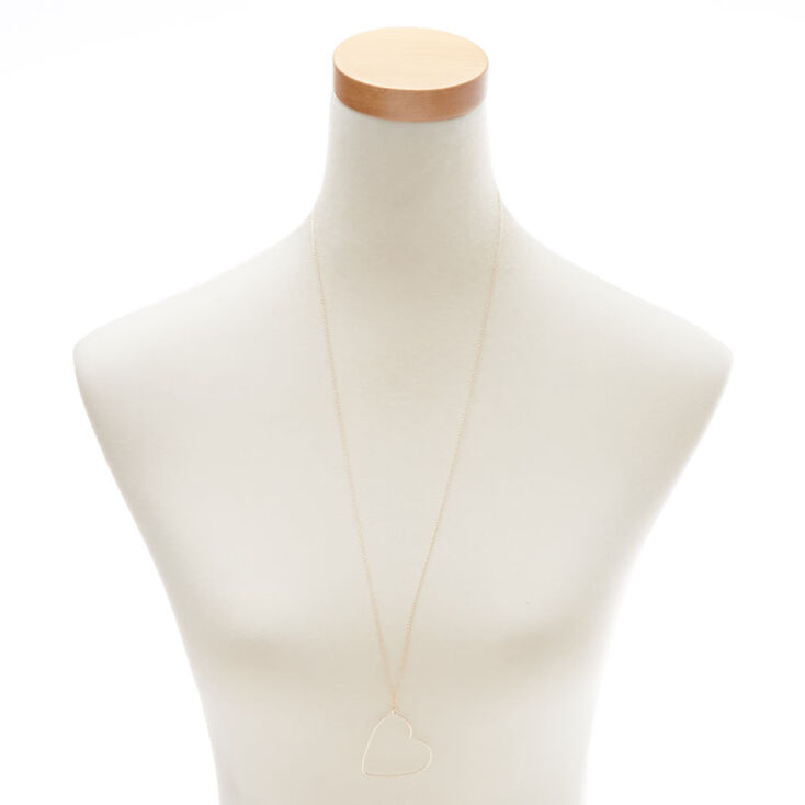 Sautoir avec pendentif c&oelig;ur couleur dor&eacute; rose,