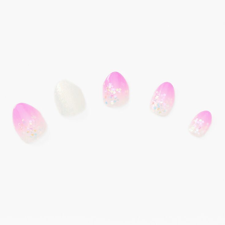 Pink Ombre Glitter Stilleto Press On Vegan Faux Nail Set - 24 Pack,