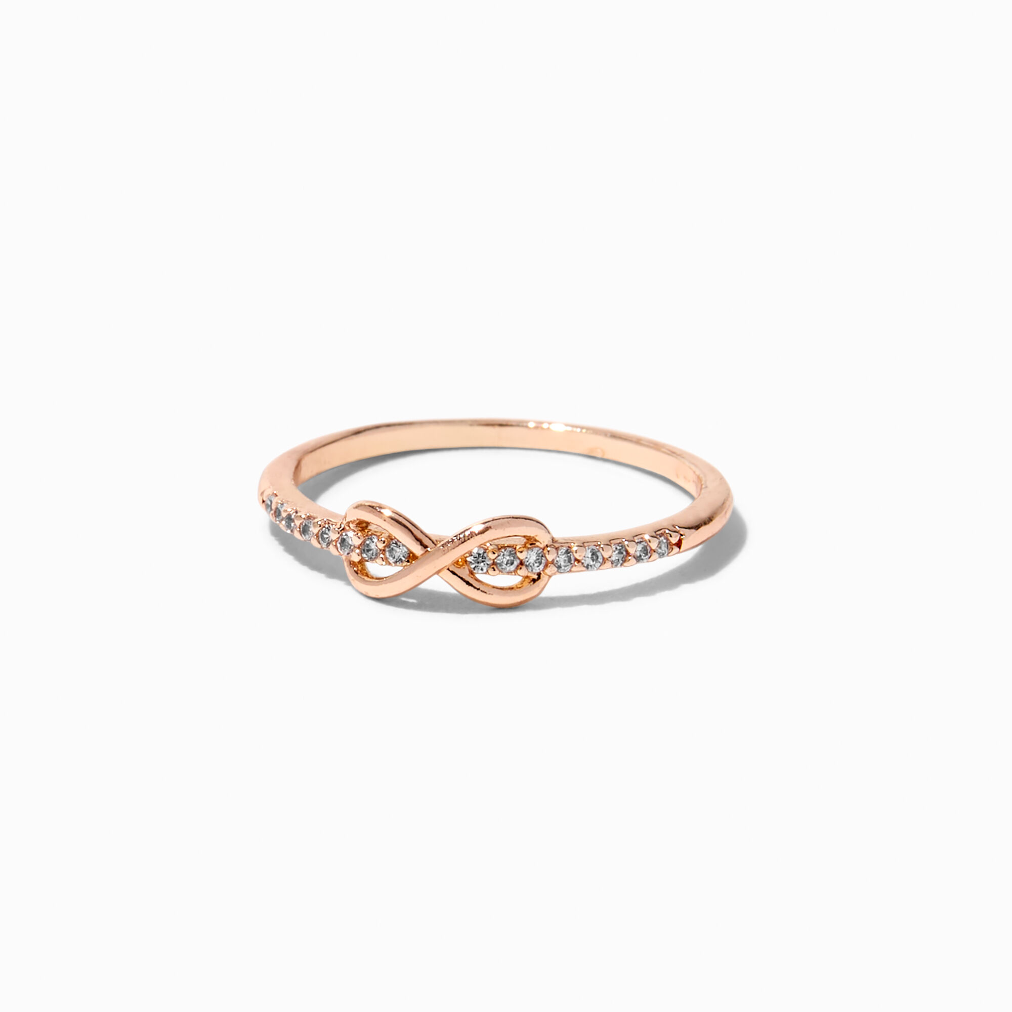 View Claires Rose Crystal Infinity Ring Gold information