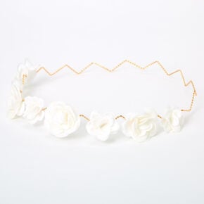 Glitter Roses Flower Crown Headwrap - White,