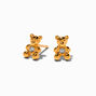Clous d&#39;oreilles ours en peluche couleur dor&eacute;e,