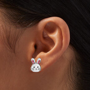 Enamel Bunny Face Stud Earrings,