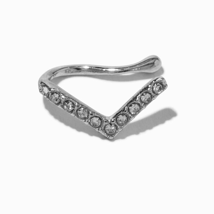 Silver Crystal Chevron Faux Nose Ring,
