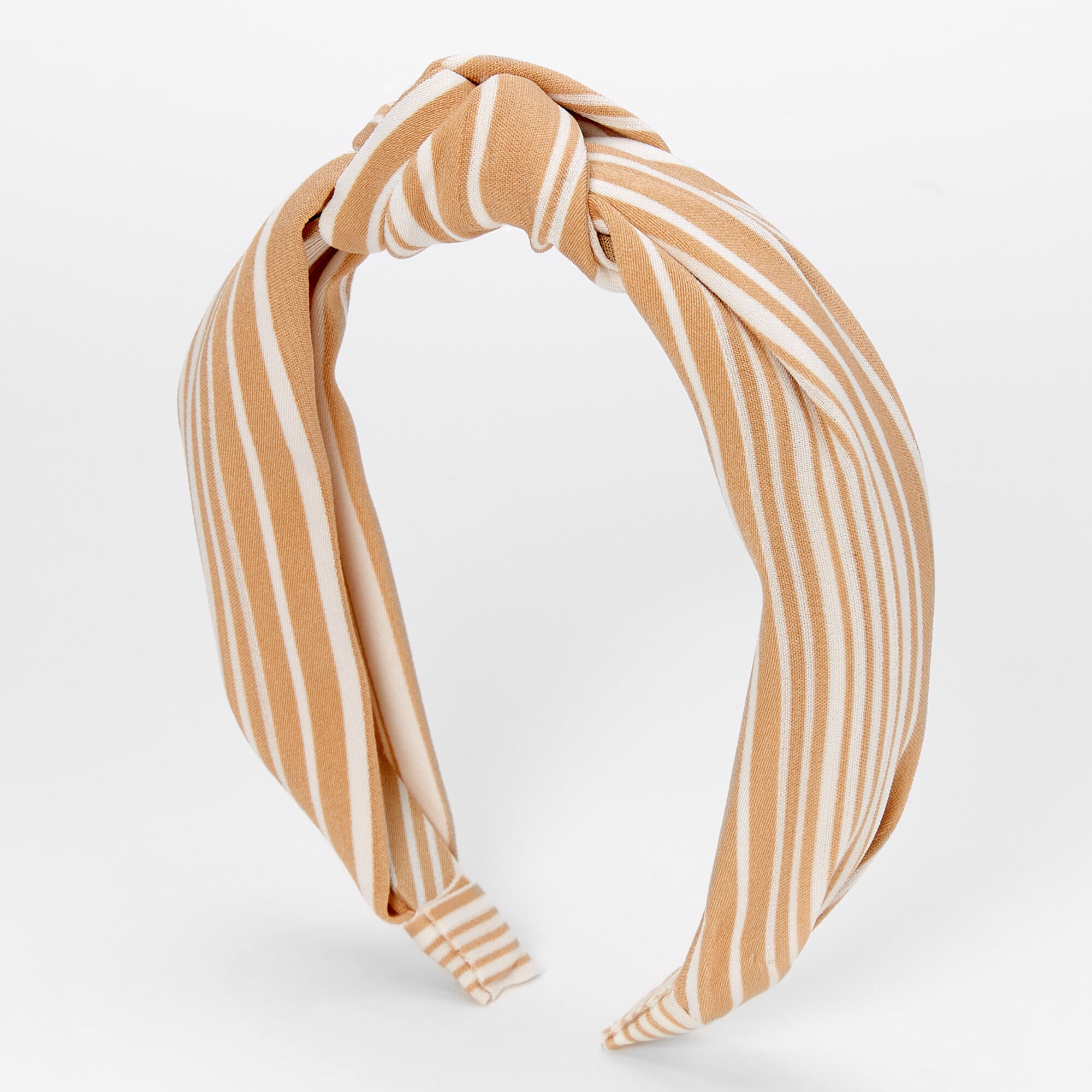 View Claires Nude Striped Knotted Headband White information