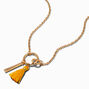 Gold-tone O-Ring Yellow Tassel Pendant Necklace,