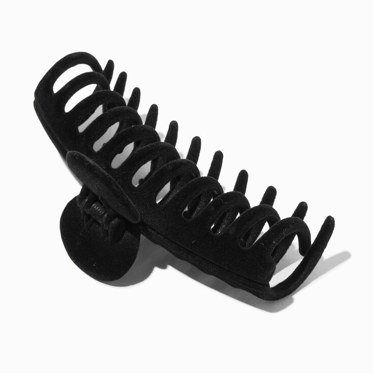Black Flocked Large Barrel Hair Claw,