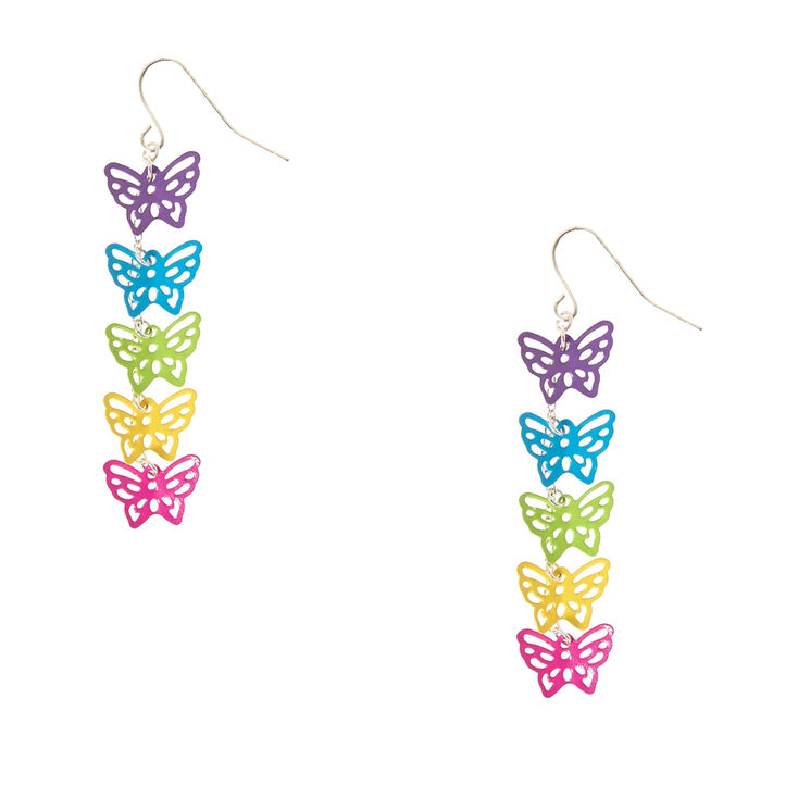 Colourful Butterfly Drop Earrings Claire S