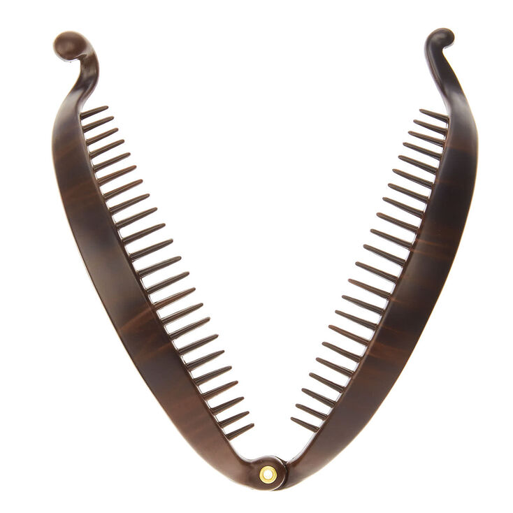 Pince &agrave; cheveux banane &agrave; motif &eacute;caille de tortue - Marron,