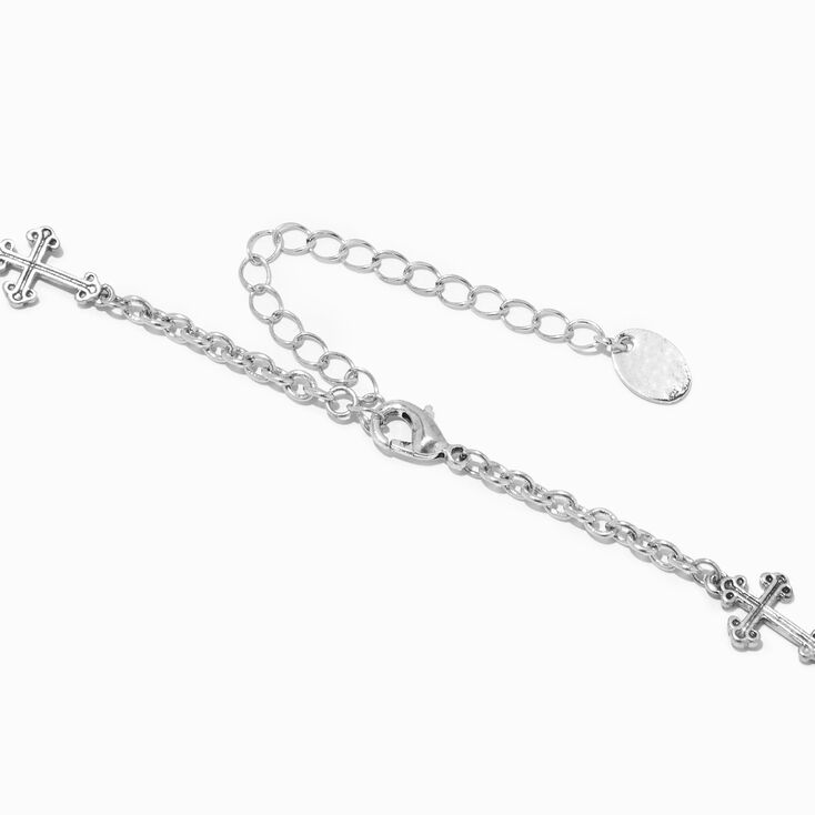 Burnished Silver Cross Link Chain Necklace,