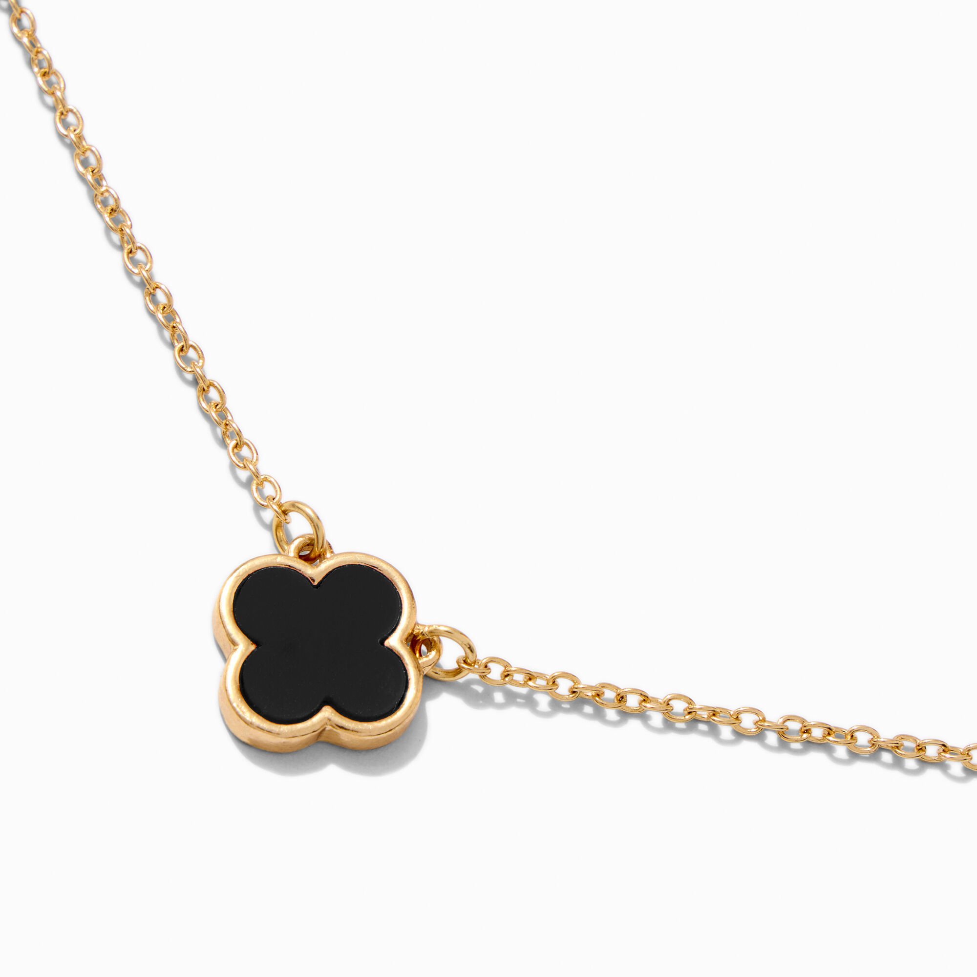 Black Clover Gold-tone Pendant Necklace,