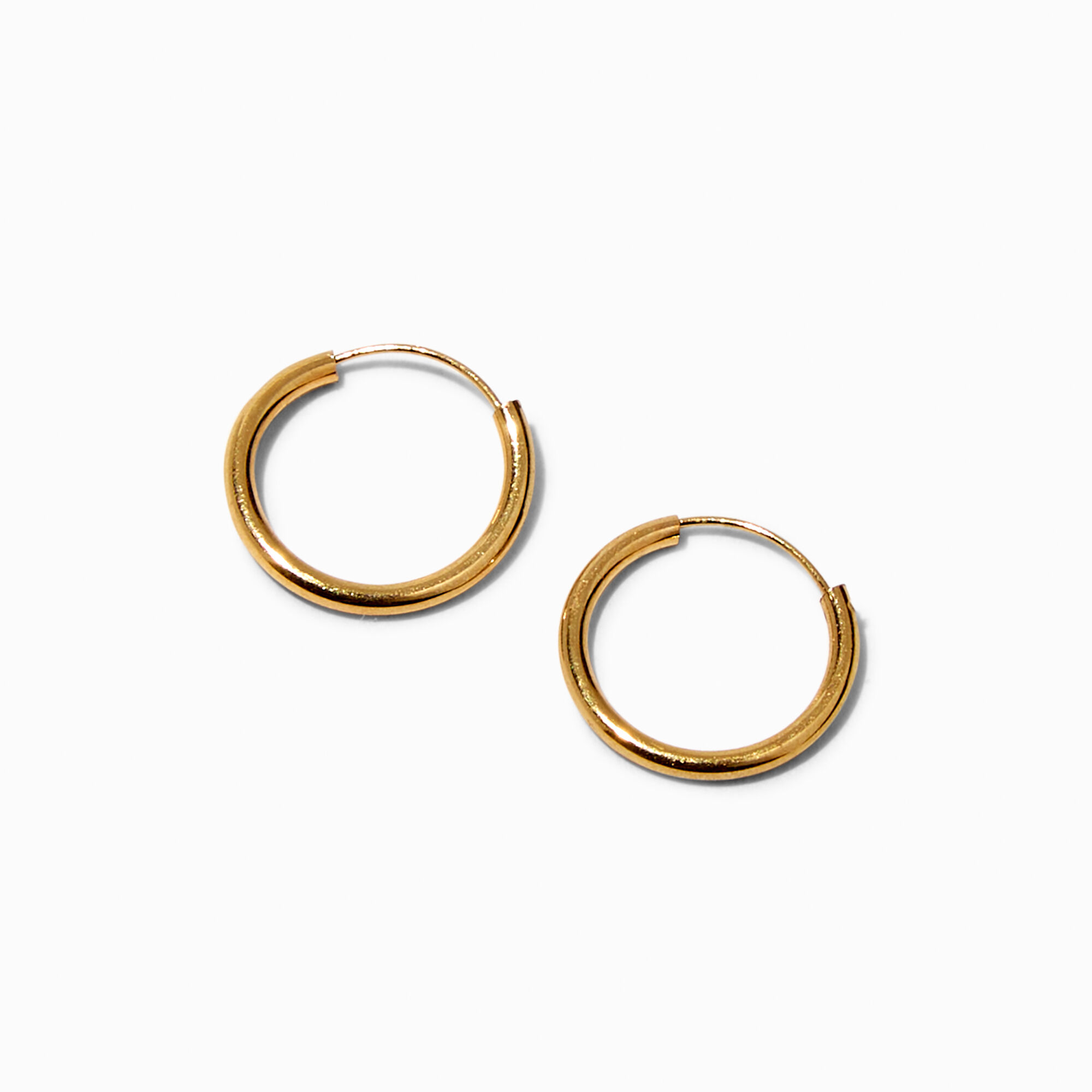 View Claires 18K Plated 12MM Hinge Hoop Earrings Gold information