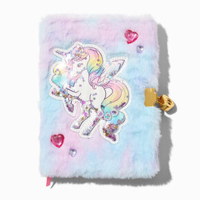 Shaker Unicorn Heart Gem Furry Lock Diary,
