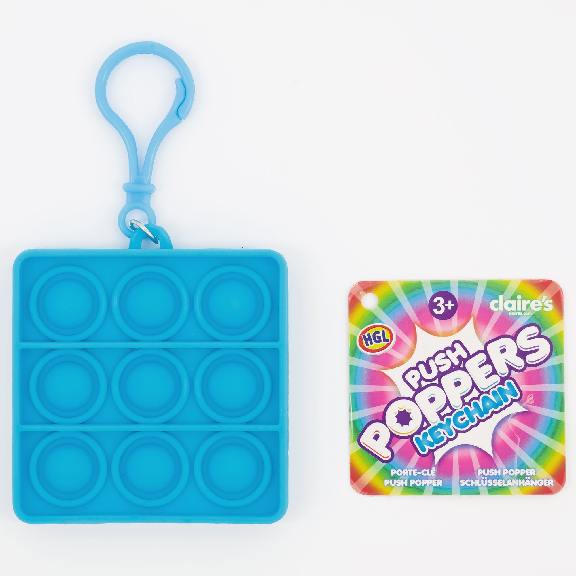 Neon Push Poppers Fidget Toy Keyring – Styles May Vary,