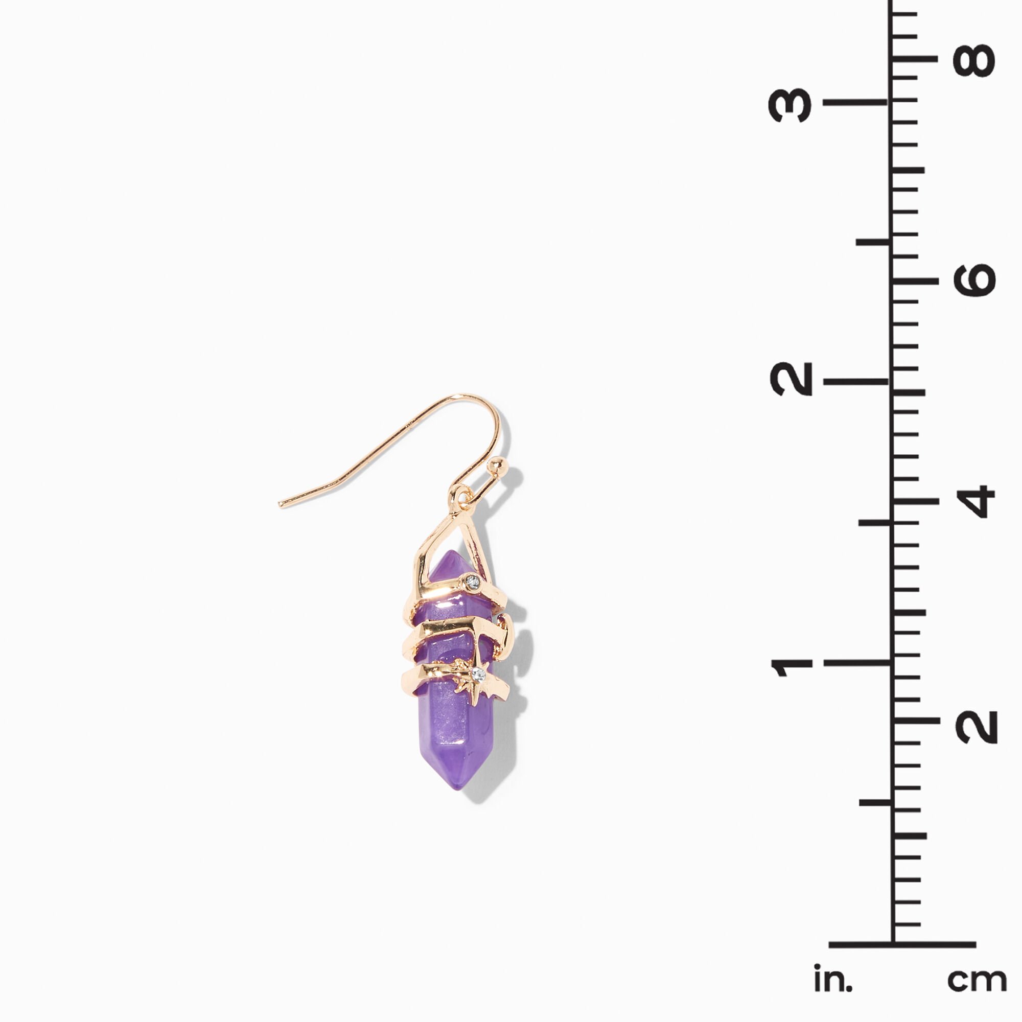 Purple 1" Mystical Gem Drop Earrings,