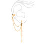 Gold 3&quot; Cross Linear Ear Cuff Drop Earrings,