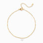 C LUXE by Claire&#39;s 18k Yellow Gold Plated Cubic Zirconia Charm Chain Anklet,