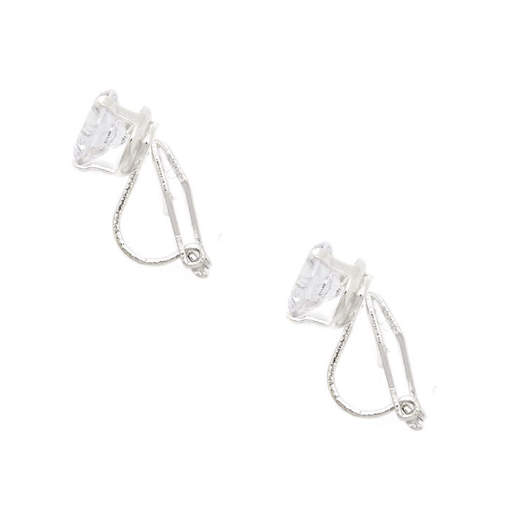 Clous d&rsquo;oreilles &agrave; clip ronds en zircon cubique d&rsquo;imitation couleur argent&eacute;e - 7&nbsp;mm,