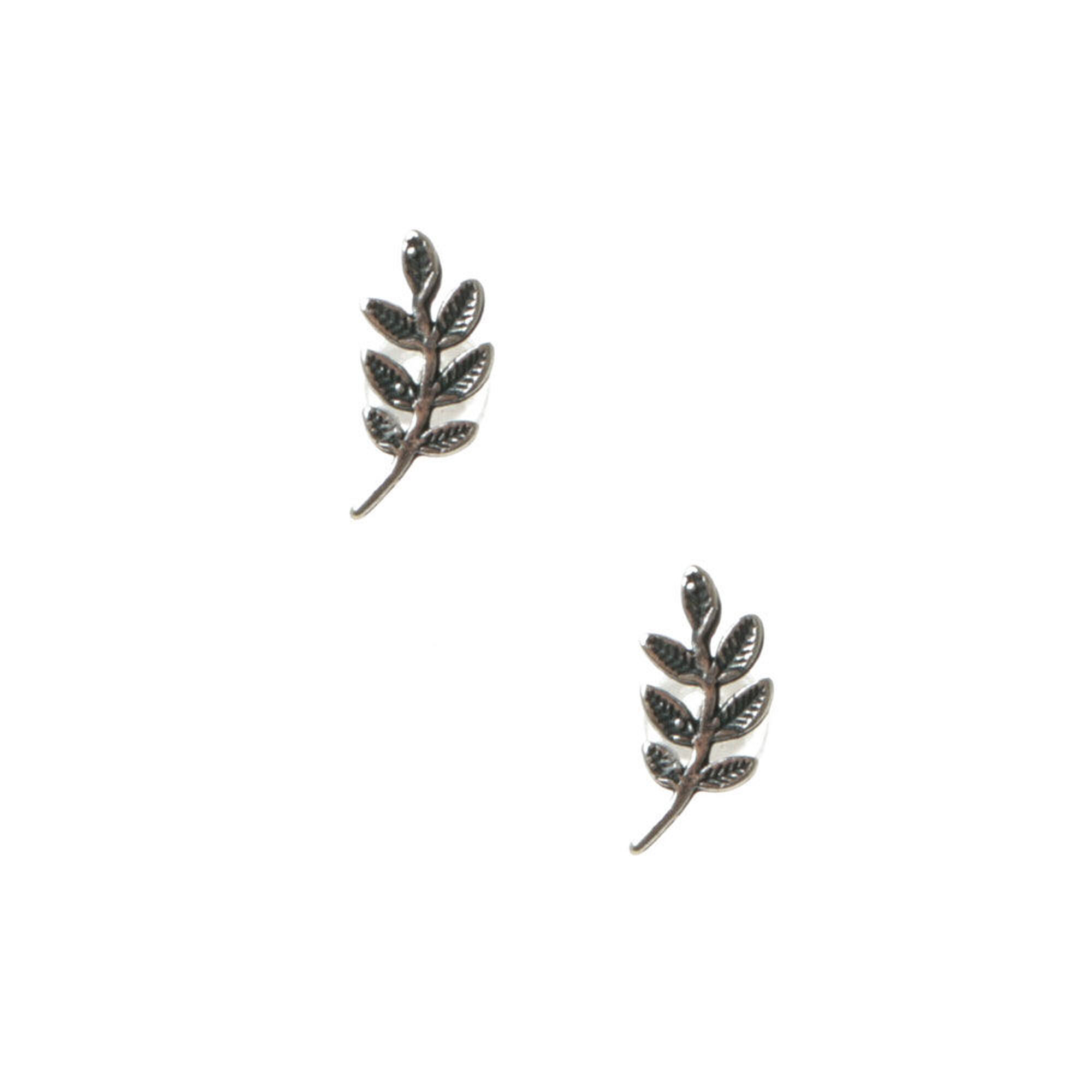 View Claires 10MM Leaf Stud Earrings Silver information