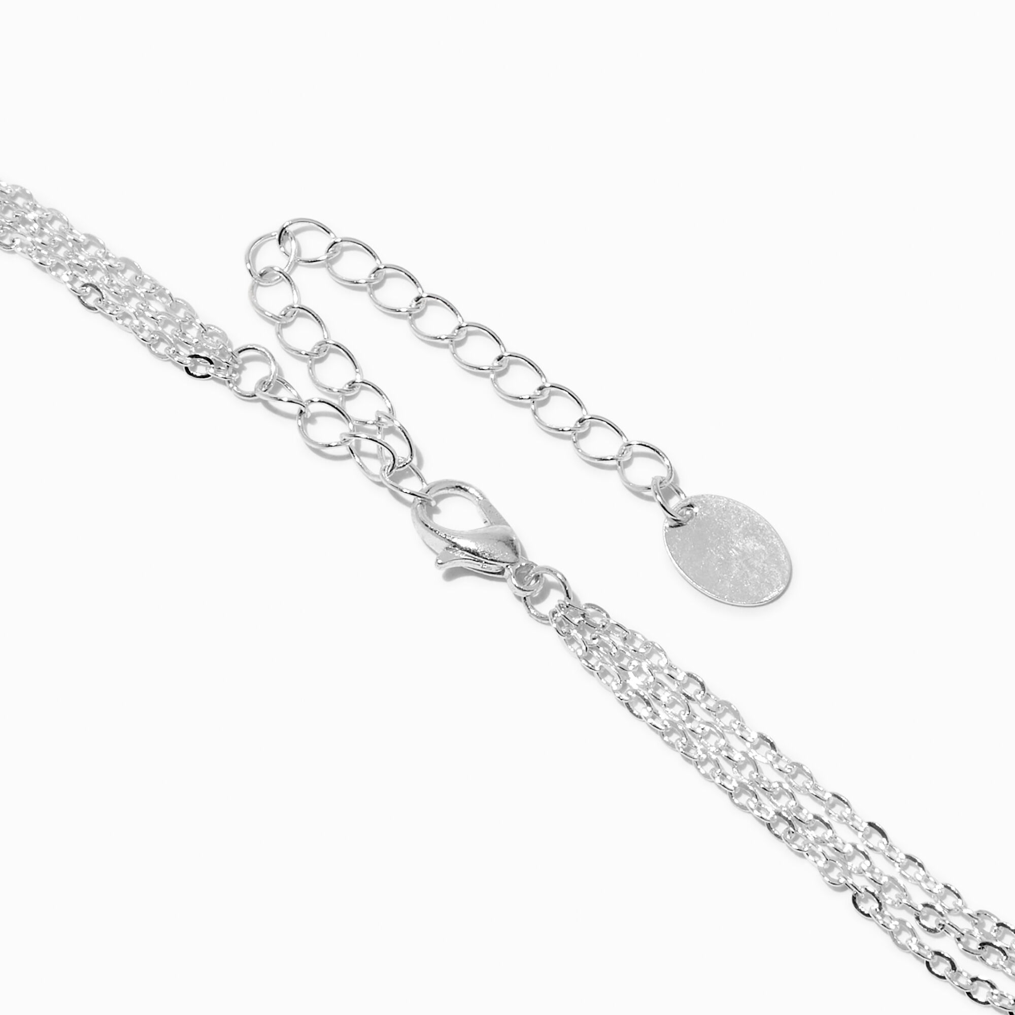 Silver Stick Linked Rings Multi Strand Chain Necklace Claire s