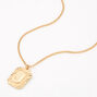 Gold Initial Rectangle Medallion Pendant Necklace - J,